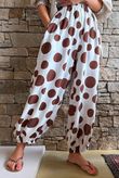 Basso Big Dot Balloon Cuff Pant White & Chocolate
